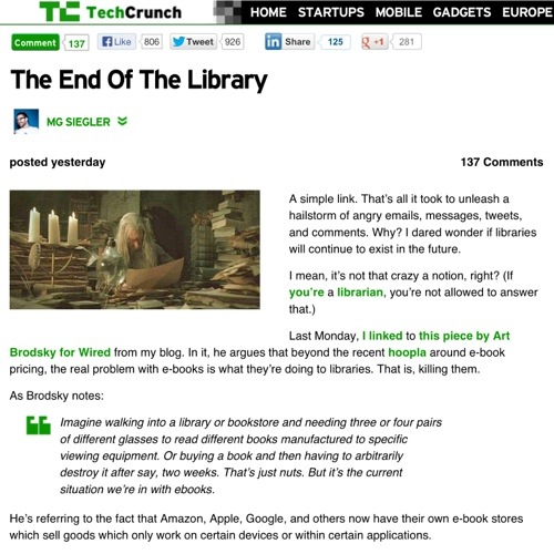 TechCrunch assesses the future of the local library